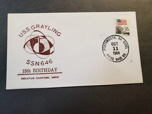 Submarine USS GRAYLING SSN-646 Naval Cover 1984 Anniversary Cachet - Picture 1 of 2