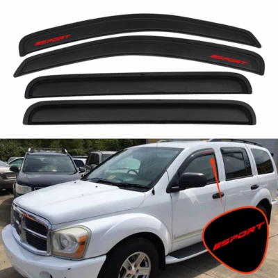 Fits 04-10 Dodge Durango Sedan Window Visor Deflector Vent Guard W/ Red Sport - Image 1 of 4