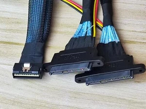 LP Slim SAS SFF-8654 8i NVMe to 2 SFF-8639 U2 Solid State Drive Data Cable 43CM - Picture 1 of 1