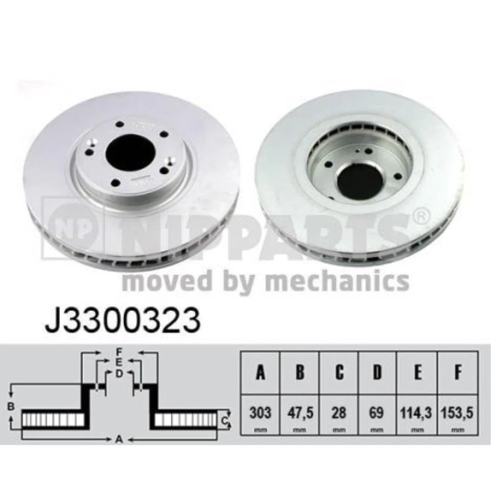NIPPARTS 2X Disque De Frein Avant Ø303 Mm Ventilé Pour KIA Opirus GH 3.5 3.8 - Photo 1/1