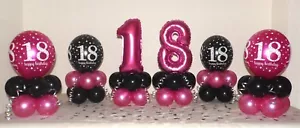 18. GEBURTSTAG - SCHWARZ UND ROSA - 6ER-PACK BALLONDISPLAY - TISCHMITTELSTÜCK - Bild 1 von 1