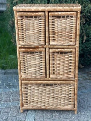 ¡NUEVO! Cómoda de mimbre natural tocador boho ratán mediados de siglo Foto 1 de 3