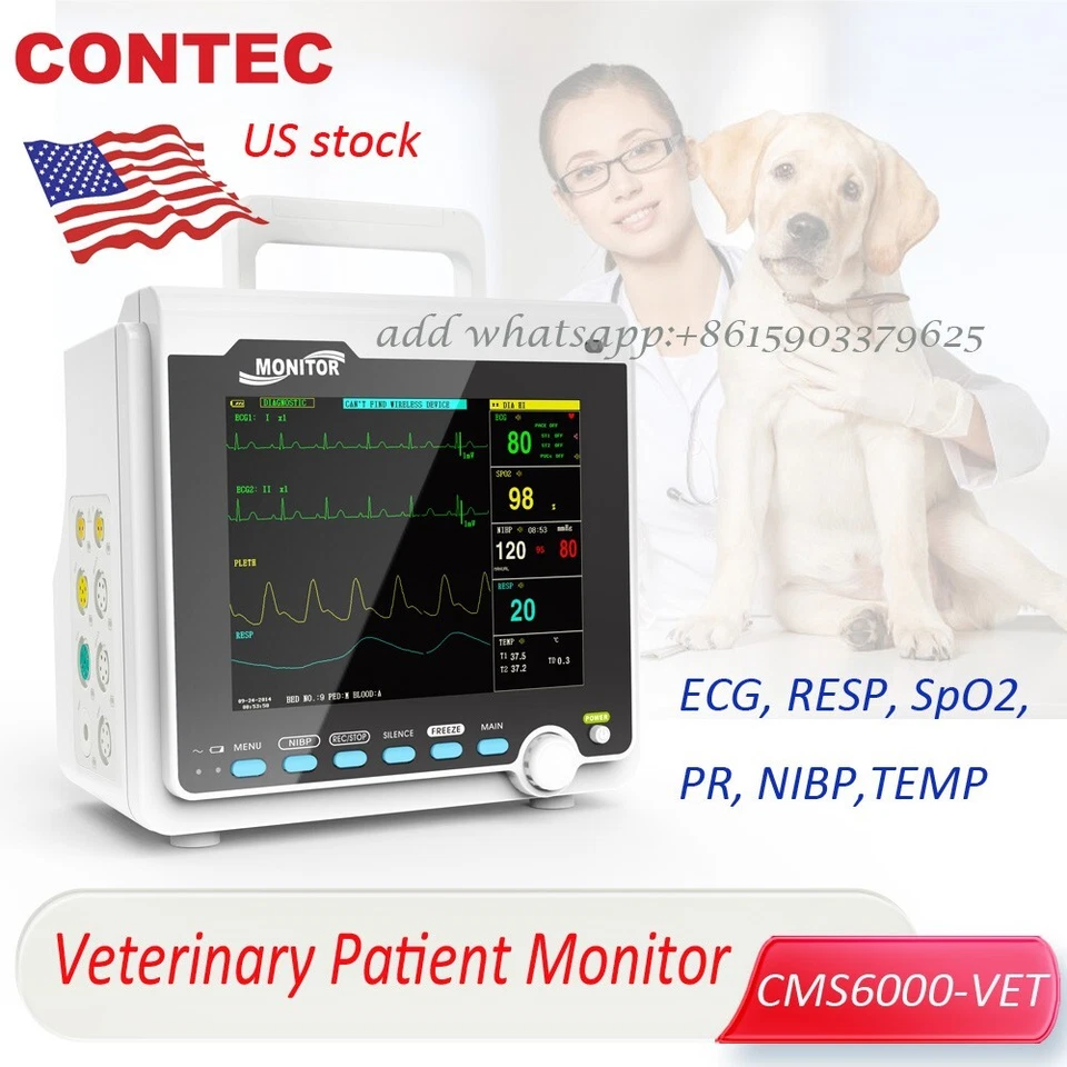 Monitor de pacientes UCI veterinaria CMS6000 monitor de signos vitales 6 parámetros envío a EE. UU. Foto 1 de 4