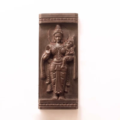 Ganesha Lakshmi Estatua Madera Pared Colgante Panel Dioses Hindúes Escultura Templo Arte Foto 1 de 4