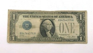 1928 a Very Good Circulated Funnyback Blue Seal Silver Certificate 1$ Bill - Picture 1 of 8