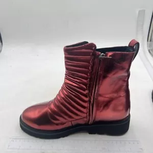 Women Comfortable Chunky Low Heeled Ankle Booties Round Toe Shoes Red Shoes - Picture 1 of 7