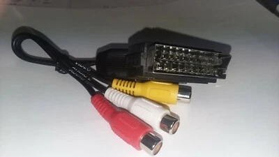 SCART male to 3 RCA Composite Audio Video female 8" long adapter, 21Pin to 3 RCA - Image 1 of 4