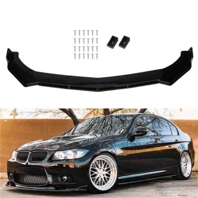 For BMW E90 E92 E93 325i 335i Front Bumper Lip Spoiler Splitter Kit Glossy Black - Image 1 of 4