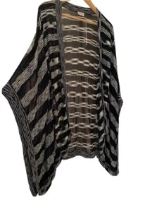 Karen Millen Sheer Long Cardigan Kimono Black White Holiday Beach Size Small - Picture 1 of 8