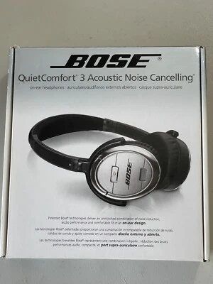 Bose QuietComfort 3 QC3 Acoustic Noise Cancelling On-ear Headphones Headset Silv - Image 1 of 4