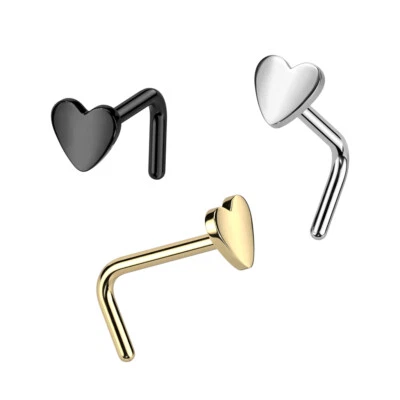 Piercing Nasale In Titanio - Cuore In Alto - - Immagine 1 di 4