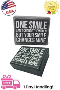 One Smile Can't Change the World Holzschild Wandbehang Kostenloser Versand!  - Bild 1 von 2