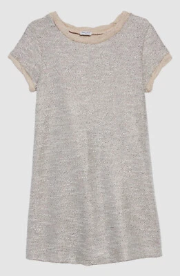 $154 Espléndido Vestido Para Niña Gris Metálico Cuello Retorcido Manga Corta Talla 10 Foto 1 de 2