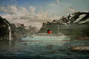 Impresión artística de pintura RMS Caronia Cruise Ship Robert Lloyd Marine - Imagen de 24" - Imagen 1 de 1