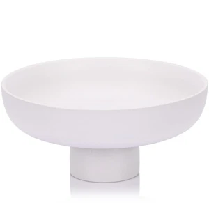 Modern Large Decorative Bowl - White Fluted Pedestal Bowl, Multi-Functional F... - Picture 1 of 7