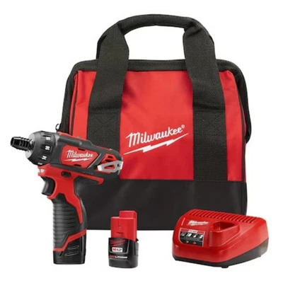 For Milwaukee Tool 2406-22 M12 Hex 2 Speed Cordless Screwdriver Kit - Red - Image 1 of 4