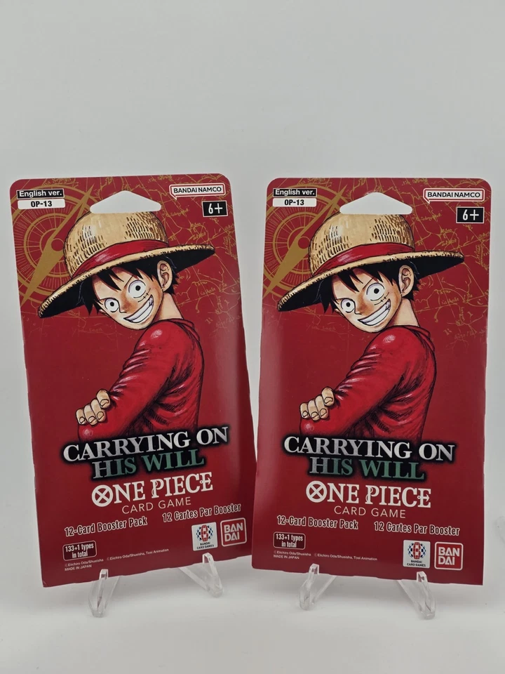 One Piece Carrying On His Will Booster 2 Pack Lot - TCG Bandai Namco OP-13