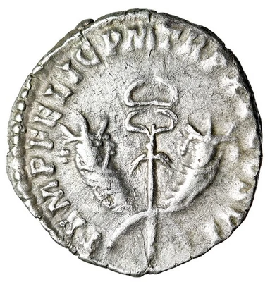 Commodus AR Denarius "Caduceo alado entre Cornucopiae" Bueno Muy fino Foto 1 de 4