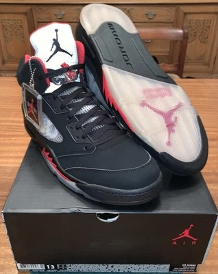 Supreme x Nike Air Jordan Retro 5 V Black sz 13 DS 2015 White Camo 3M 824371-001 - Image 1 of 4