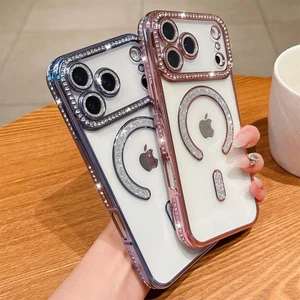 Bling Clear Case für iPhone 17 16 Pro Max 15 14 13 12 Glitzer Magnet MagSafe  - Bild 1 von 23