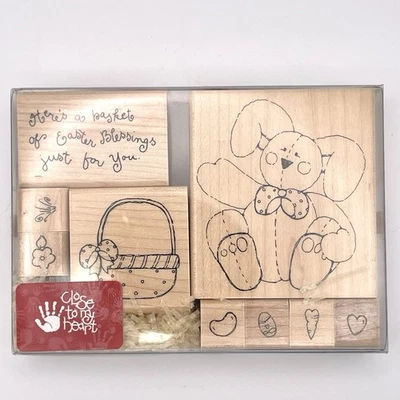 Juego de sellos de goma Close to My Heart Basket of Blessings 9 piezas conejito conejo Pascua Foto 1 de 4