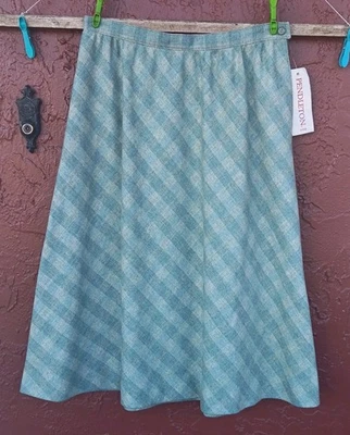 NUEVO CON ETIQUETAS Falda Vintage Pendleton AZUL Lana 14 PETITE Midi Foto 1 de 4
