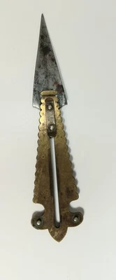 Antique 1872 D.M. Co Brass with Steel Blade Button Hole Gauge & Cutter Sewing  - Image 1 of 4