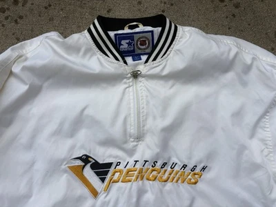 复古匹兹堡企鹅入门夹克 NHL 曲棍球断风器复古 90 年代男式 — 第 1/4 张图片