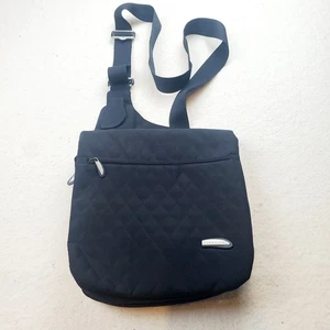 Travelon gesteppte Mikrofaser Schultertasche schwarz Crossbody Taschen Fächer - Bild 1 von 11