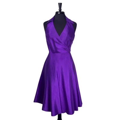 Ralph Lauren Women’s Dress 6 Purple Silk Wrap Belted V Neck Midi Quiet Luxury - Image 1 of 4