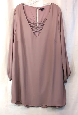 Charlotte Russe Women's Size 3X Mauve Purple Lace Up Shift Dress Feminine Flowy - Image 1 of 4