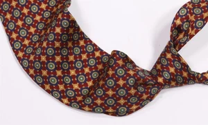 Paul Stuart Burgundy Navy Blue Geometric Print Silk Necktie Tie - Picture 1 of 6