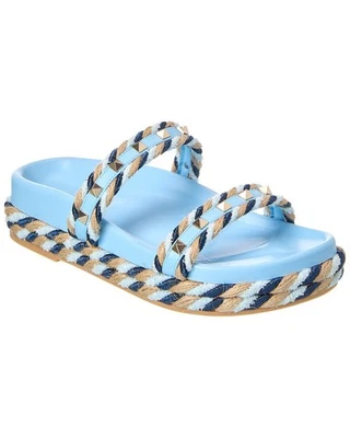 Valentino Rockstud 20 Leather & Rope Sandal Women's Blue 36 - Image 1 of 4