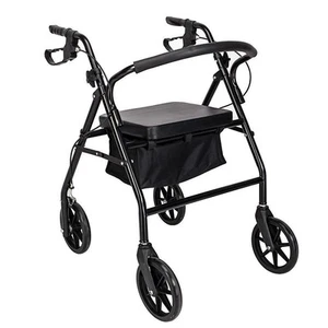 Adjustable Senior Rollator Walker W/ 8" Wheels Soft Padded Seat Folding Rolling - Picture 1 of 8