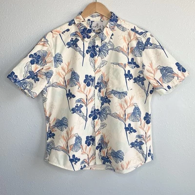 Split Mens Size XL Slim Fit Floral Button Up Shirt Short Sleeve Hawaiian - Image 1 of 4