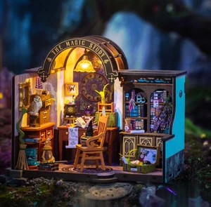 Rolife Magic Study DIY Dollhouse Kit – Fantasy Library, 267PCS, Light-Up Model - Picture 1 of 3