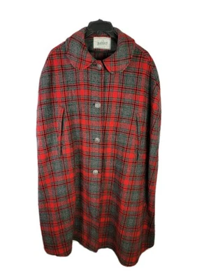 Johnson Woolen Mills Vintage Cape Wool Jacket Plaid Mens One Size 44" Long - Image 1 of 4