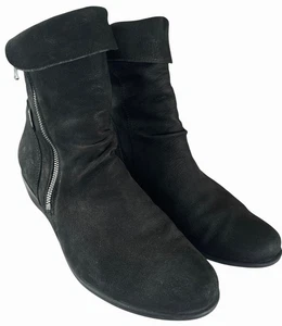 Mephisto Women's Size 8 Air Jet Suede Black Leather Slouch Boots - Picture 1 of 15