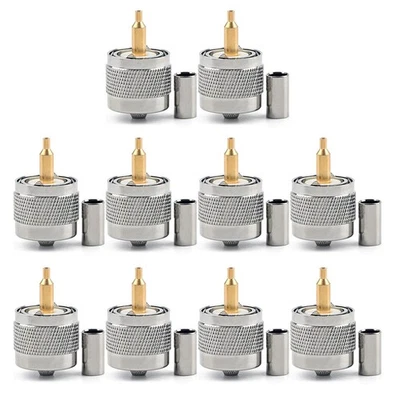 10PCS Professional UHF Male PL259 Plug Crimp Connector for RG142 LMR195 Cable - Image 1 of 4