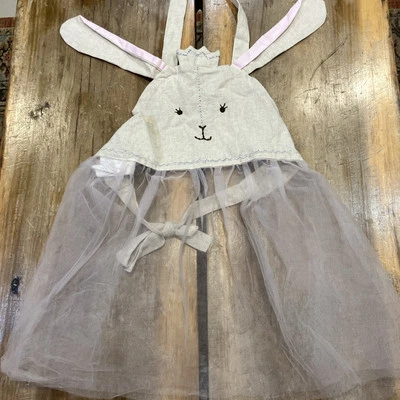 Usado en Excelente Condición Pottery Barn Kids PBK Rosa Lino Conejo Té Cocina Delantal Pascua OS Foto 1 de 4