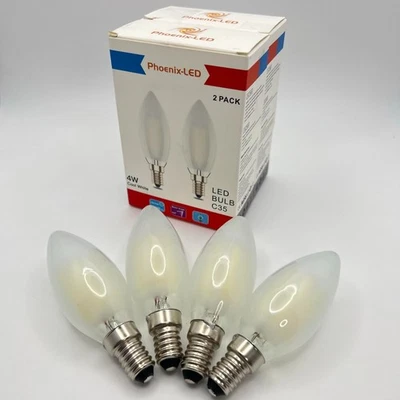 Phoenix-LED C35 Candle Bulbs E14 4W 6000K Cool White Dimmable Pack of 4 - Image 1 of 2