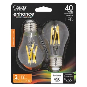 Feit Electric LED,5 W,A15,Medium Screw (E26),PK2 BPA1540927CAFIL/2/RP Feit - Picture 1 of 1