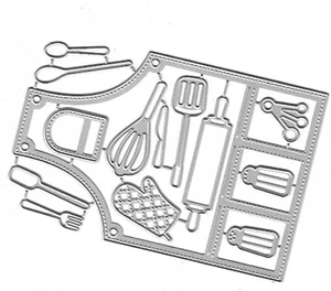 Silber Küchenschürze Metall Schneiden Stanzformen Kochen Stanzformen Schablonen Zum Selbermachen Scr... - Bild 1 von 8