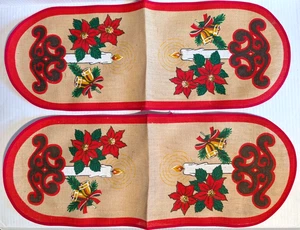 2 Vintage Atelje Skytteln Scandinavian Christmas Table Runner Jute Burlap 25" - Picture 1 of 4