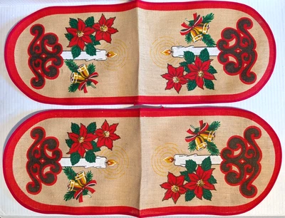 2 Vintage Atelje Skytteln Scandinavian Christmas Table Runner Jute Burlap 25" - Image 1 of 4