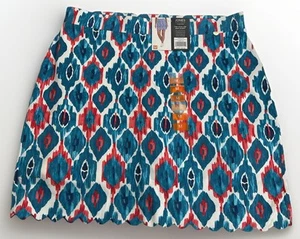 NWT Jones Of NY Scallop Hem Skirt Skort Women MED Moroccan Blue Pull On Stretch - Picture 1 of 8