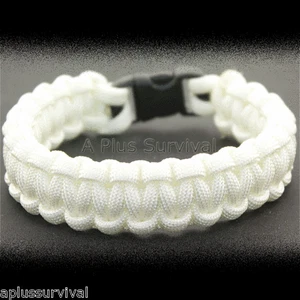 Bracciale Sopravvivenza Corda Emergenza Paracord Bianco 9 Piedi 7 Fili 550 LB - Foto 1 di 2