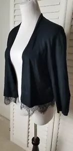 Luxxe Lane Bolero Cardigan Sweater Black Lace Womens XL Long Sleeves - Picture 1 of 8