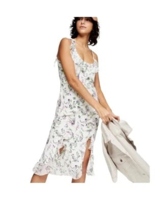Nuevo con etiquetas Vestido Topshop Idol Midi Volantes Estampado Floral Sin Mangas Marfil Talla 8 Foto 1 de 4