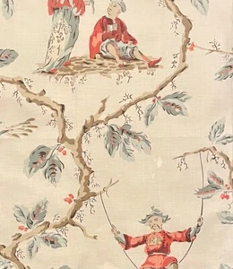 TASSINARI & CHATEL Mandarin Balancoire Bleu Chinoiserie Cotton Remnant New - Picture 1 of 1